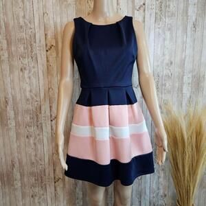 Juniors B. Darlin Navy Blue, Pink and White Dress Size 5/6